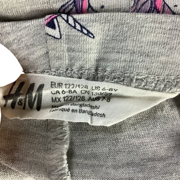 H&M Girls Unicorn Print Leggings Size US 6-8Y Grey Comfy Stretchy Casual Wear - Picture 3 of 10